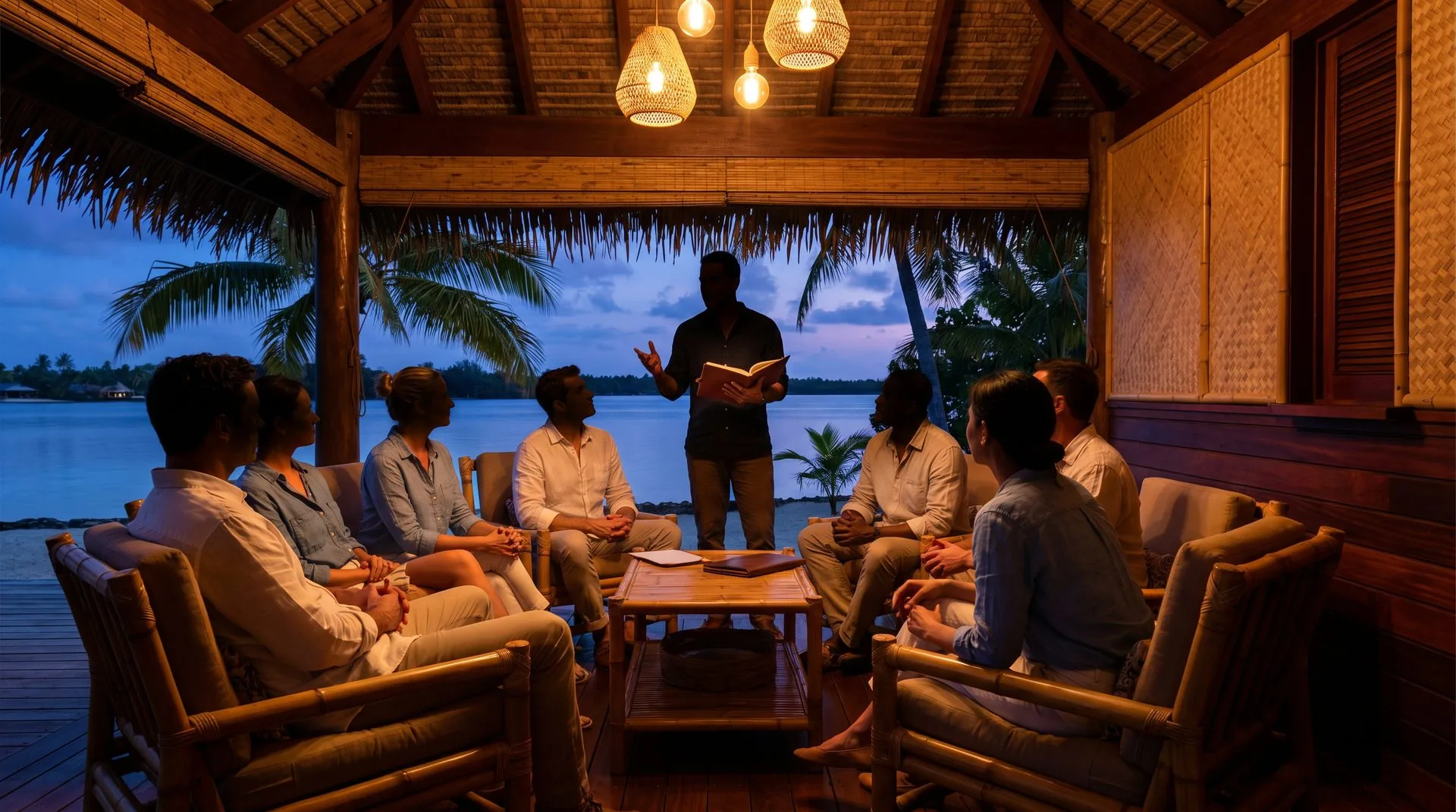 John Limbocker training students under a tiki hut at Limboland — the flagship framework taught in person.
